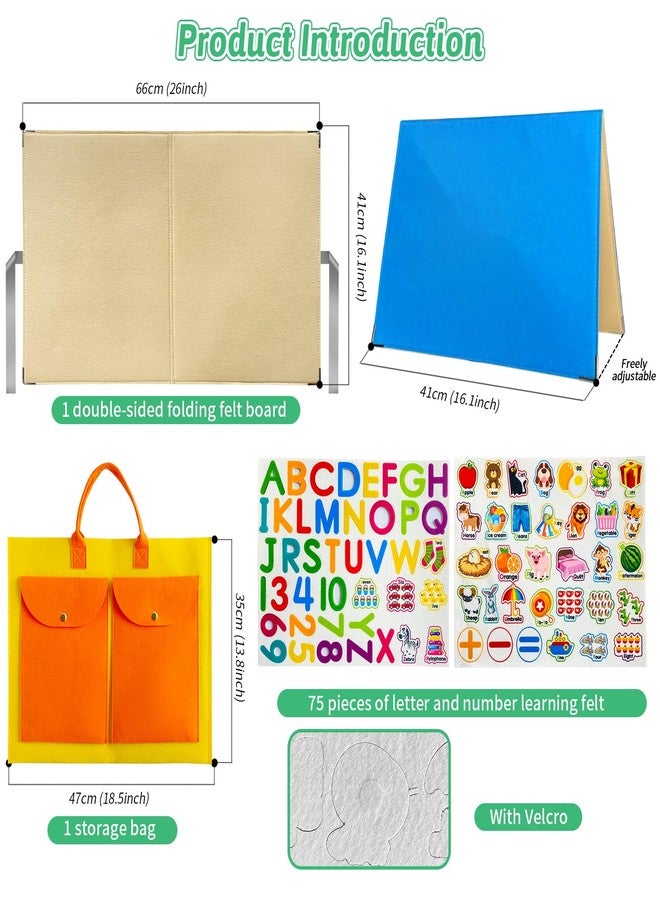PENGFULL Foldable,Freestanding Felt Flannel Board Set for Toddlers,With 75 Felt Learning Letters Numbers Pieces,Double-Sided,With Storage Bag,for Parent-Child Story Time,Preschool,Classroom,Journey Time - Image 2